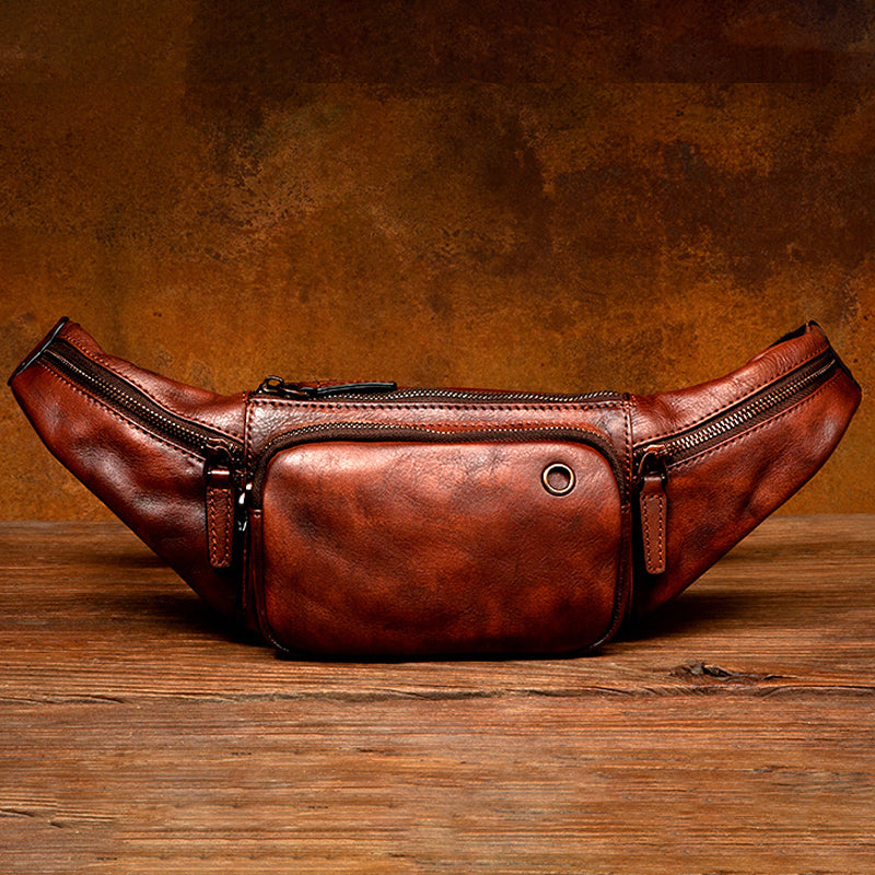 Gürteltasche aus Leder – Bauchtasche zum verdeckten Tragen im Vintage-Stil für Herren
