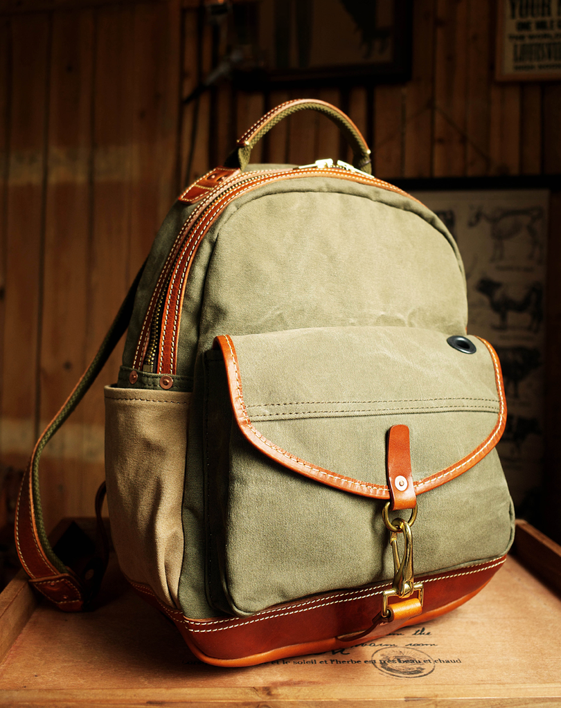 Canvas Leather Commuter Backpack – Compact Vintage Urban Daypack for ...
